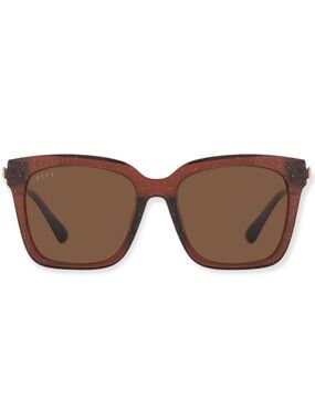 DIFF Bella Sunglasses Festive Chestnut Frames Brown Lens Sparkle Square Sunnies